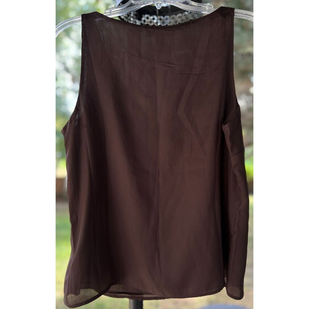 NEW Lauren Ralph Lauren 10 V-neck Spangle Sequins Blouse Tank Top Brown Lined - Picture 3 of 9
